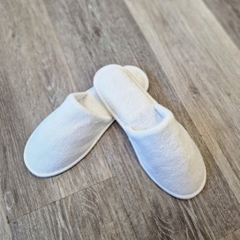 Fleece Closed Toe Slippers, TPR sole, Paper Wrapped, Hotel, BC SoftWear